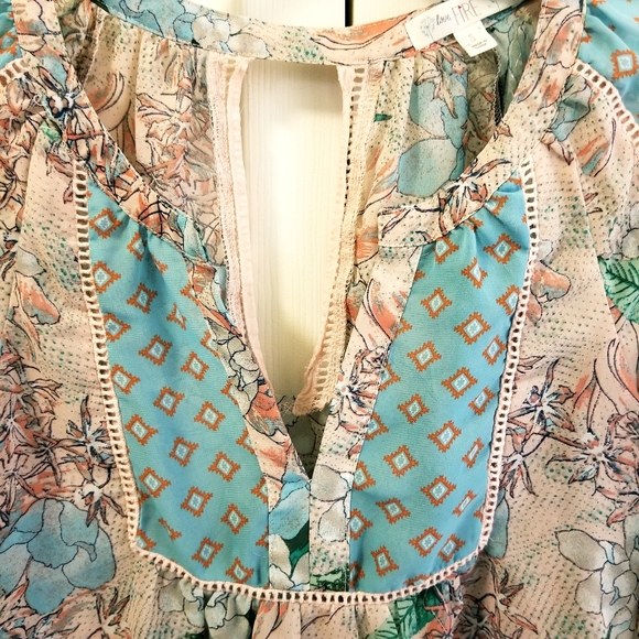 Boho Floral V Neck Collar , Blouse by Love Fire - Picture 3 of 5